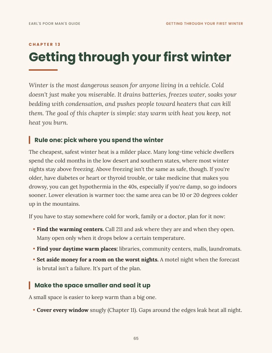 Chapter 13 opening page, Getting through your first winter